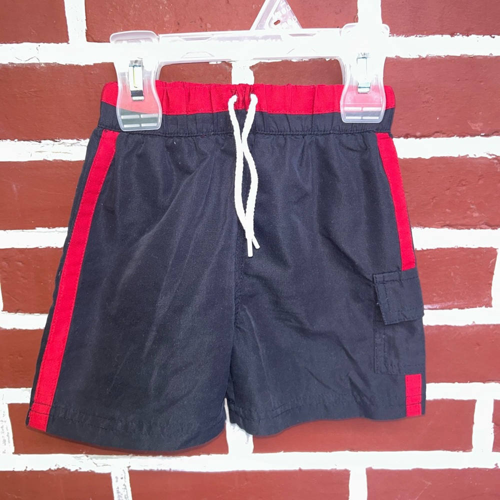 Sneak Peek | black and red swim trunks shorts with mesh inside | size 24m